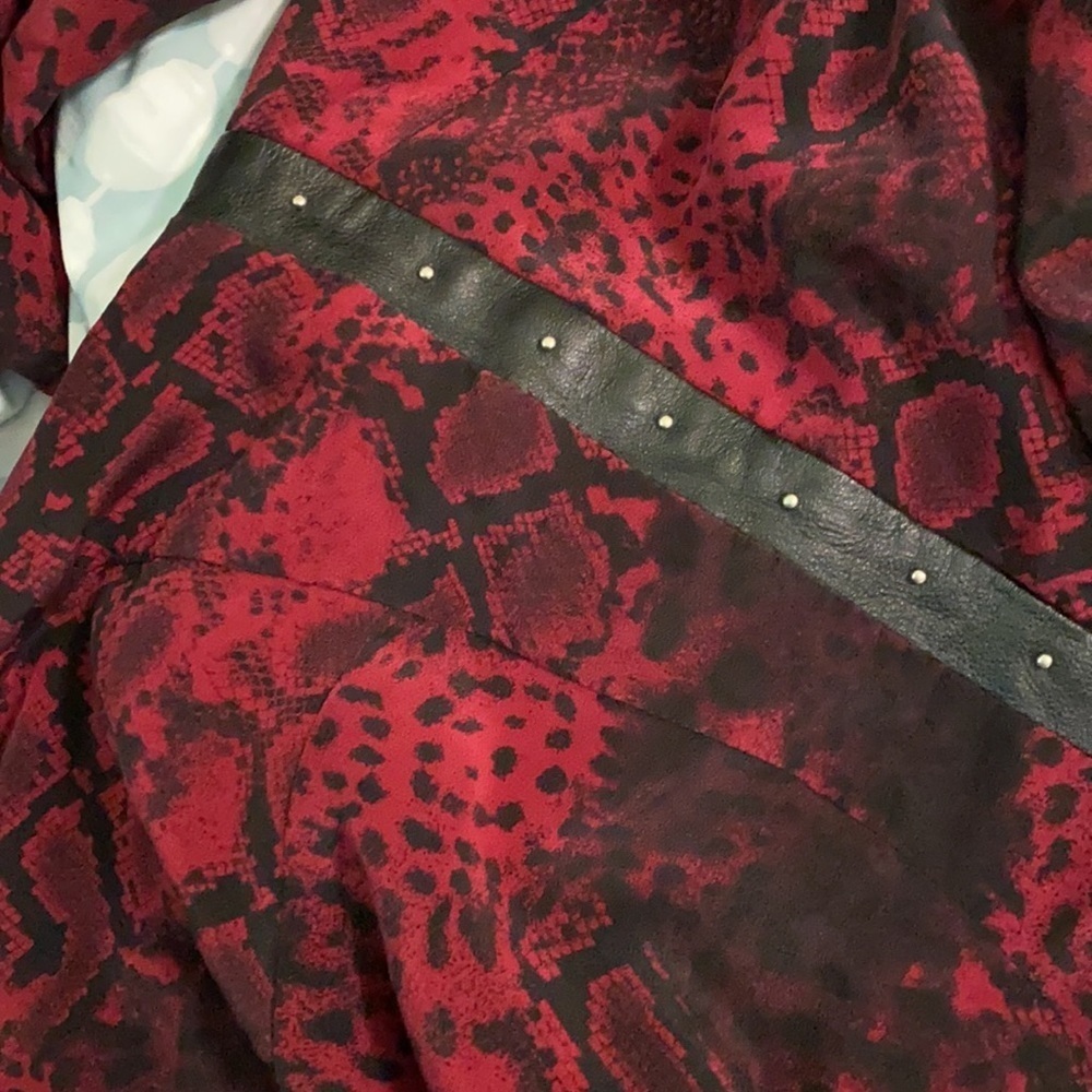 The Kooples / Red Silk Python Belted Stud Wrap Sn… - image 4